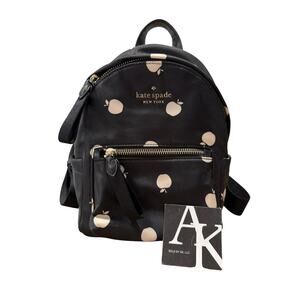 Kate Spade Chelsea The Little Mini Black Nylon Apple Backpack Bag